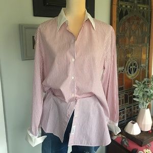 Rag & Bone Stripe Button Down Blouse Satin Cuffs